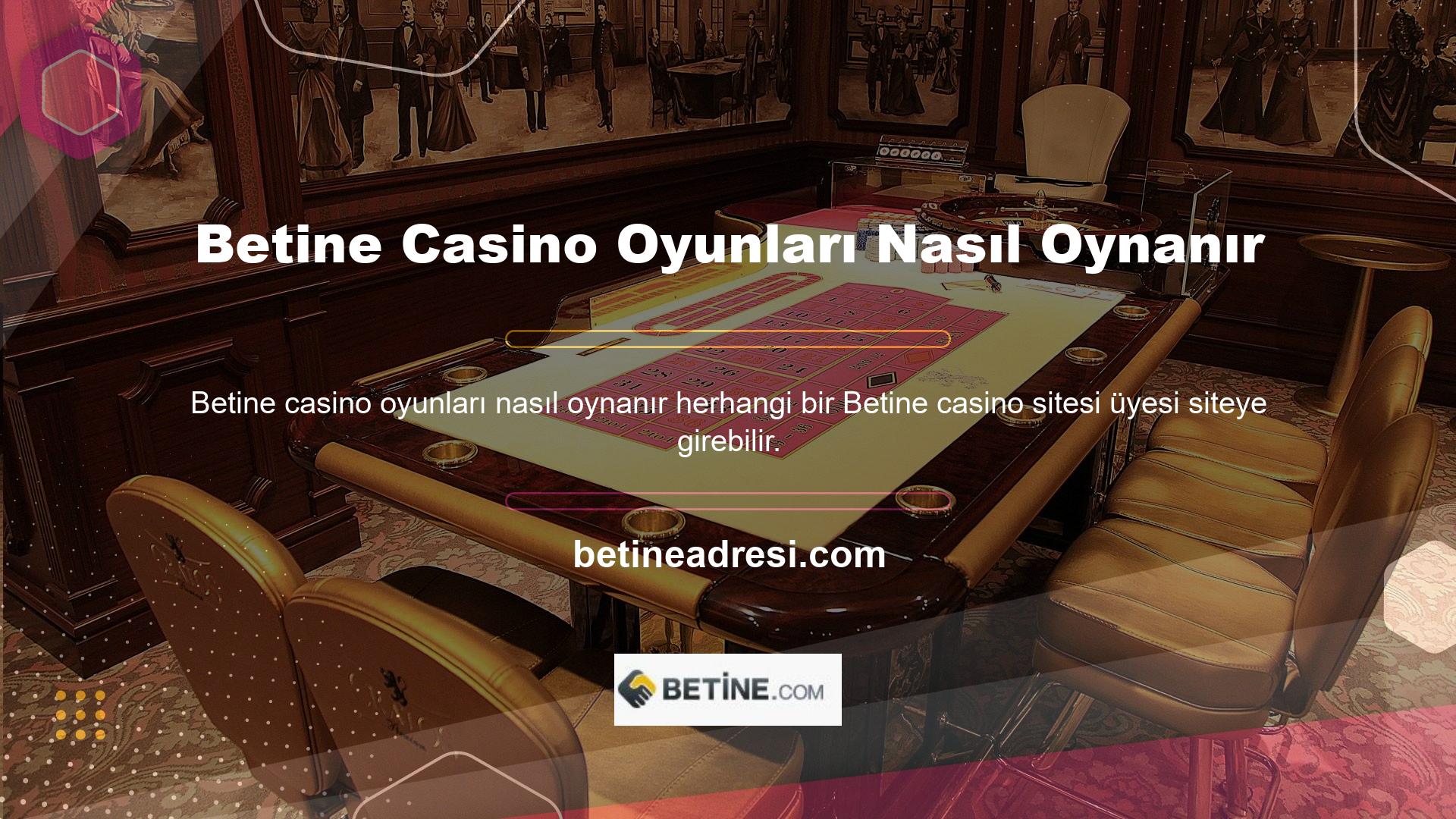 Bir kullanıcı web sitesine girdiğinde web sitesinin sağ tarafında casino bölümünü göreceklerdir
